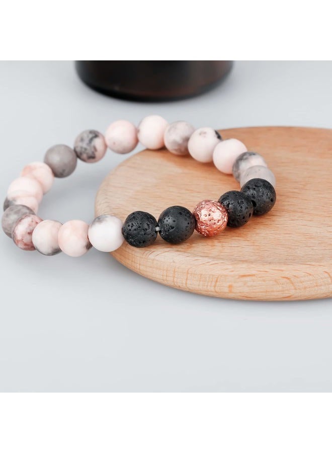 Haoze Healing Bracelets for Women, Anti Anxiety Yoga Beads Stress Relief Healing Thoughts Bracelets Relaxation Gift Aromatherapy Essential Oil Diffuser Lava Bracelet Gifts for Women (Pink)  - Image 5