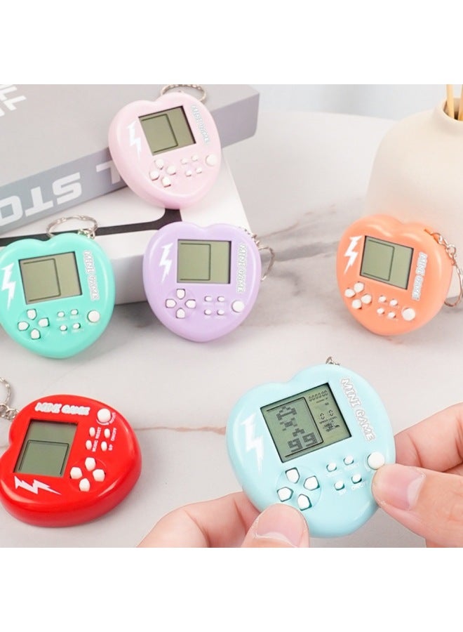 Exclusive Love Peach-shaped Handheld Mini Video Game Machine Tetris Game Machine Keychain Toy-Color:Macaron Powder  - Image 2