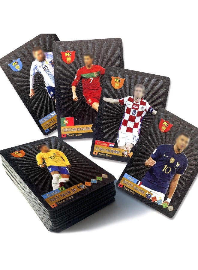 55 PCS Black Gold Foil World Soccer Cards, Soccer Trading Card, Football Themed Card, Black Gold Foil Cards, No Repetition 