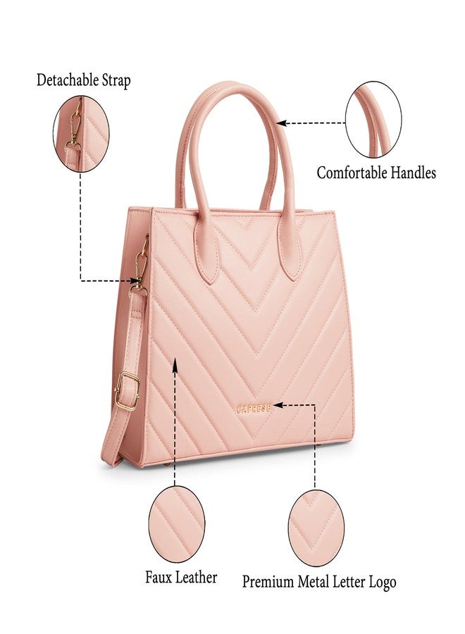 Caprese Riko Medium Satchel Bag for Women with Adjustable & Detachable Strap|Versatile Shoulder,Crossbody & Handheld Bag for Work, Travel,Everyday Use,with Multiple Compartments (Powder Pink) - Image 3
