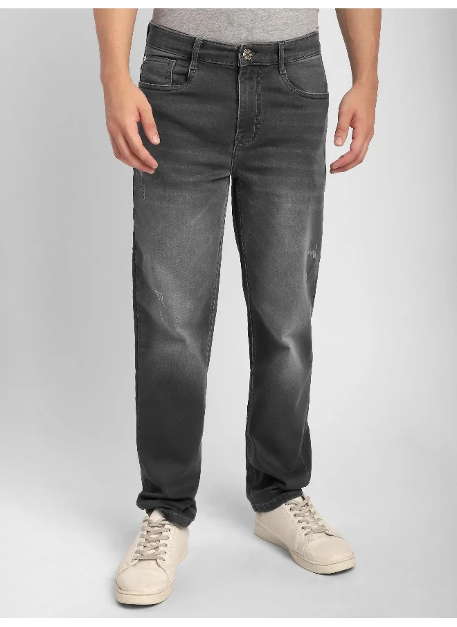 Beyoung Grey Whisker Regular Fit Jeans for men