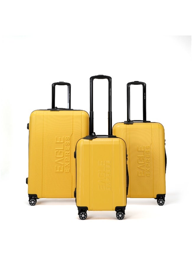 Eagle Express Patron ABS Hard-Shell Trolley Luggage Set – 3 Pieces (20/24/28 Inch), Dark Yellow - Image 1