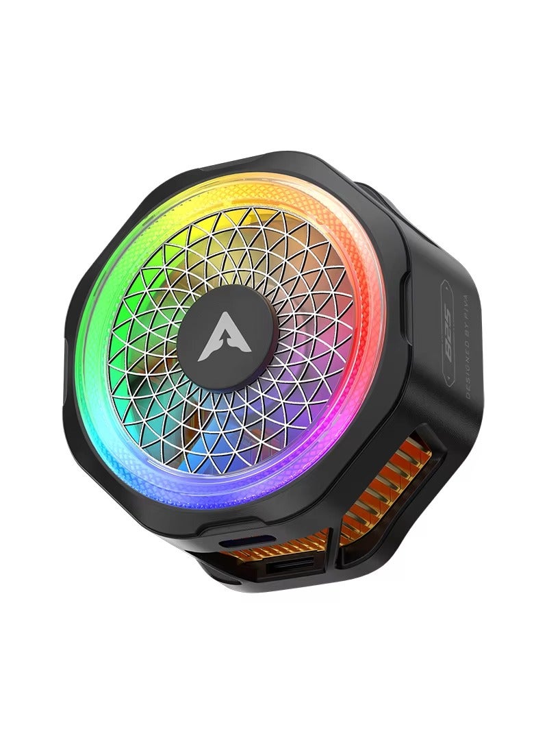 PIVA B25 20W Mobile Phone Cooling Fan for Gaming, Fast Cooling at 40°C, Magnetic Clip, RGB Lighting for a Professional Look, Durable and Scratch Resistant, Smart Control of Fan Speed ​​and Lighting, Black - Image 1