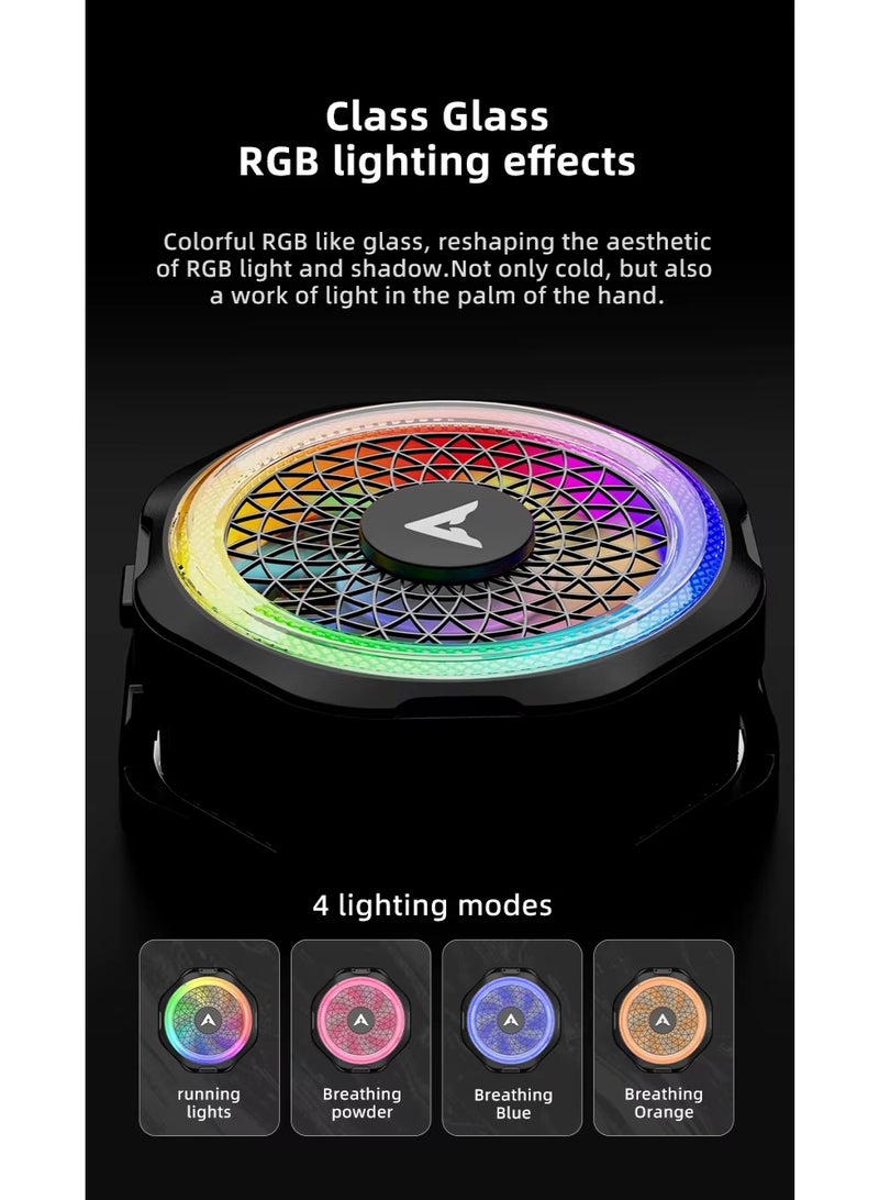 PIVA B25 20W Mobile Phone Cooling Fan for Gaming, Fast Cooling at 40°C, Magnetic Clip, RGB Lighting for a Professional Look, Durable and Scratch Resistant, Smart Control of Fan Speed ​​and Lighting, Black - Image 4