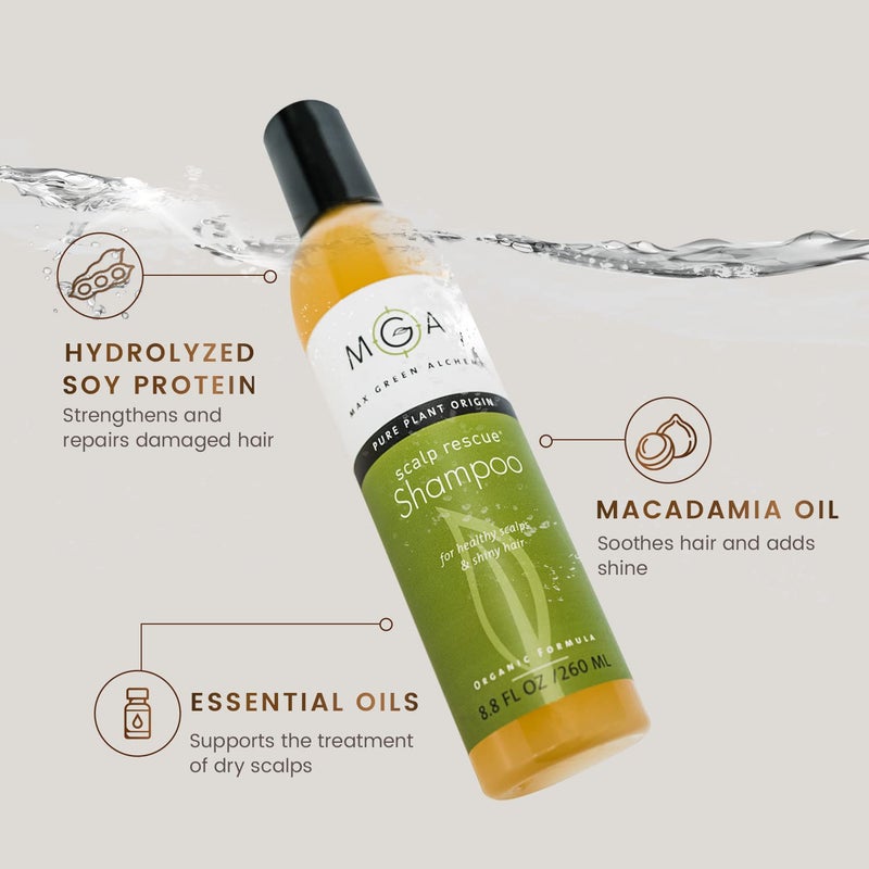 Max Green Alchemy MGA Vegan Hair Shampoo - Organic Formula for All Types of Hair | With Natural Herbal Scent for Men & Women | Parabens Silicone & Sulfate Free Dandruff Shampoo Provides Frizz control | 8.8 Fluid Ounce - Image 2