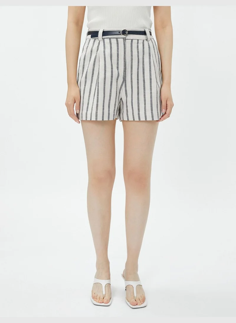 KOTON Belted Pocket Detail Pleated Shorts
