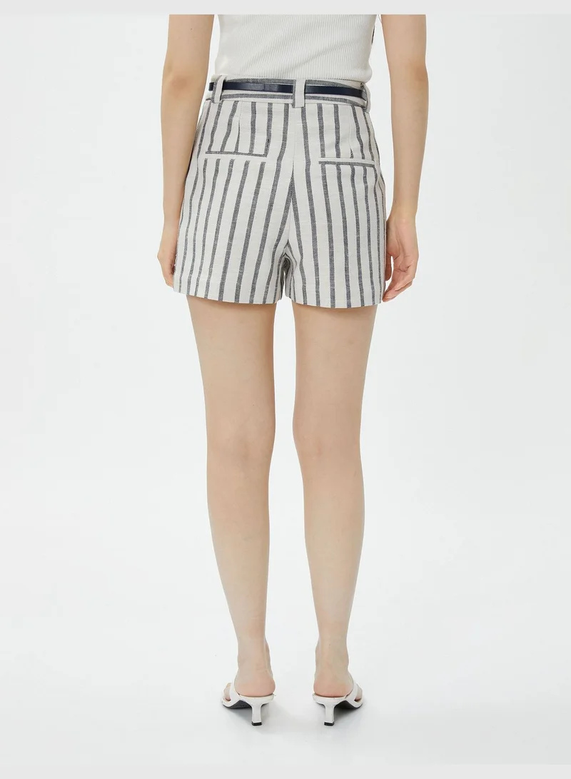KOTON Belted Pocket Detail Pleated Shorts
