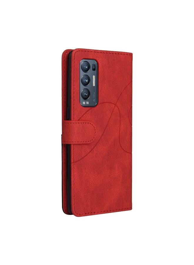 اس-توب جراب لهاتف OPPO Reno5 Pro+ 5G / Find X3 Neo جراب جلدي PU ثنائي اللون مع حامل وفتحات للبطاقات ومحفظة - Image 3