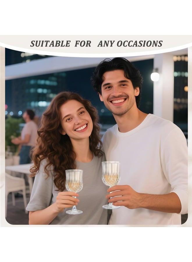 HTTBEIZI 24PCS 7OZ Transparent Wine Plastic Glasses, Drinking Champagne Glasses Flutes Crystal Vintage Water Unbreakable Goblets for Wedding, Parties - Image 5