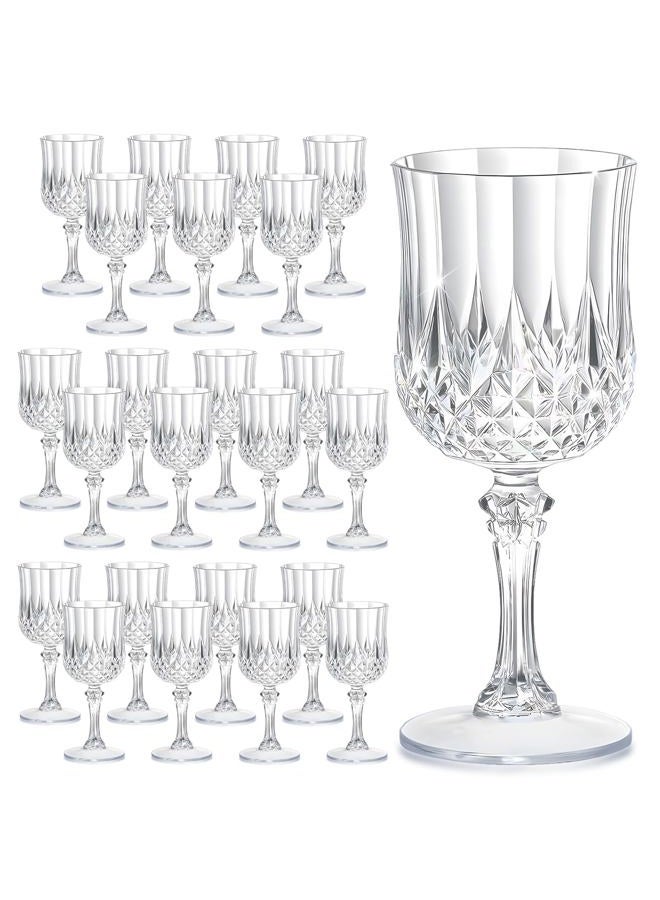 HTTBEIZI 24PCS 7OZ Transparent Wine Plastic Glasses, Drinking Champagne Glasses Flutes Crystal Vintage Water Unbreakable Goblets for Wedding, Parties - Image 1