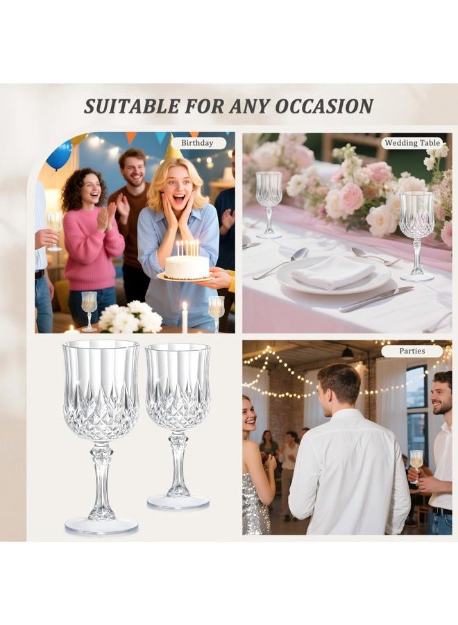 HTTBEIZI 24PCS 7OZ Transparent Wine Plastic Glasses, Drinking Champagne Glasses Flutes Crystal Vintage Water Unbreakable Goblets for Wedding, Parties - Image 3