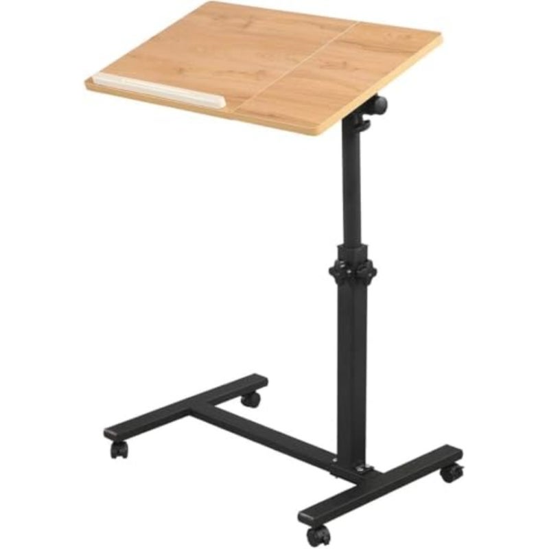 Table Lap Desk for Laptop Rolling Cart Tilting Overbed Bedside Table Overbed Desk Overbed Table with Wheels Adjustable Laptop Stand Sofa Side Table burlywood - Image 1