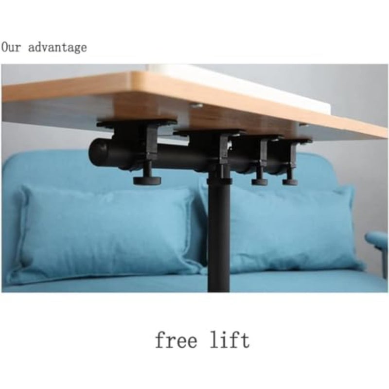 Table Lap Desk for Laptop Rolling Cart Tilting Overbed Bedside Table Overbed Desk Overbed Table with Wheels Adjustable Laptop Stand Sofa Side Table burlywood - Image 5