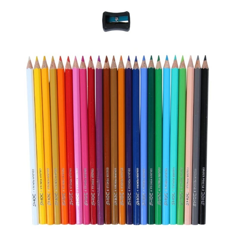 Doms 24 Shades Color Pencils|Hexagonal Shaped Body for Comfortable Grip|Bright&Playful Colors|Free Sharpner with Each Pack|Non-Toxic&Safe for Childrens|Pack of 1|Assorted - Image 1