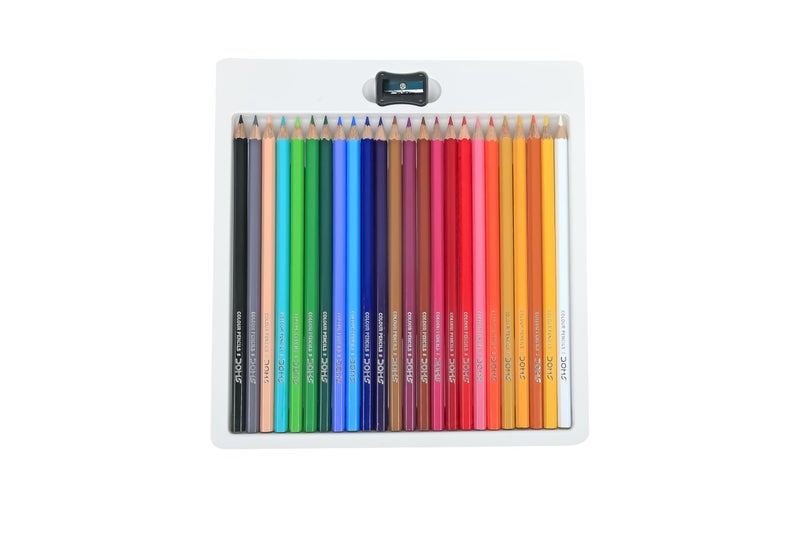 Doms 24 Shades Color Pencils|Hexagonal Shaped Body for Comfortable Grip|Bright&Playful Colors|Free Sharpner with Each Pack|Non-Toxic&Safe for Childrens|Pack of 1|Assorted - Image 3
