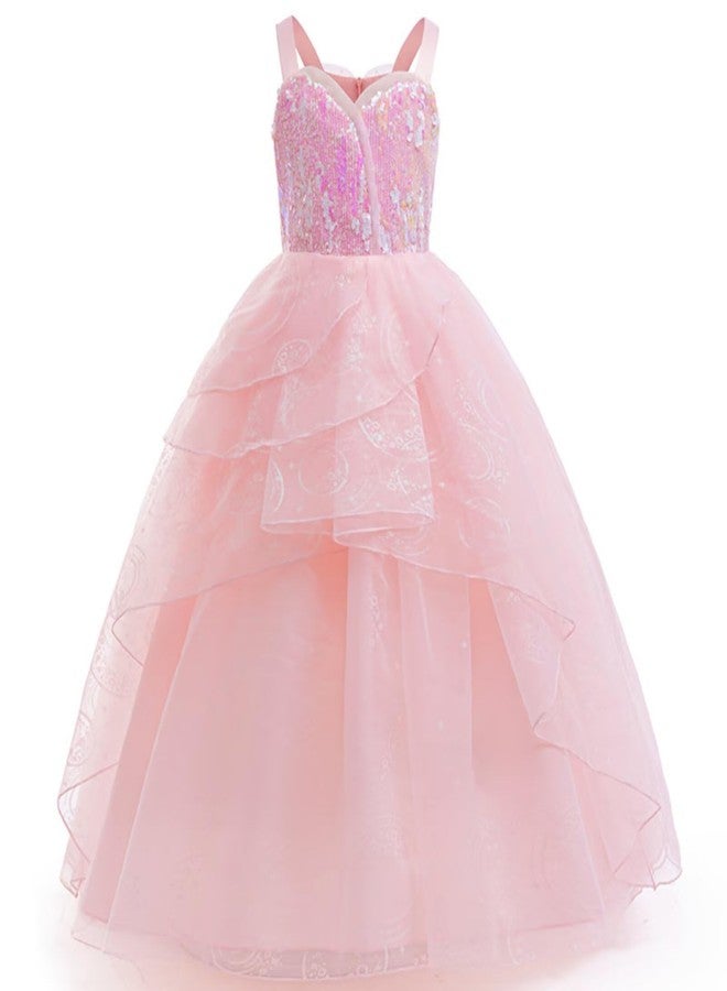 Szytypyl Glinda Costume for Girls Witch Pink Sequins Tulle Dress Up - Image 2