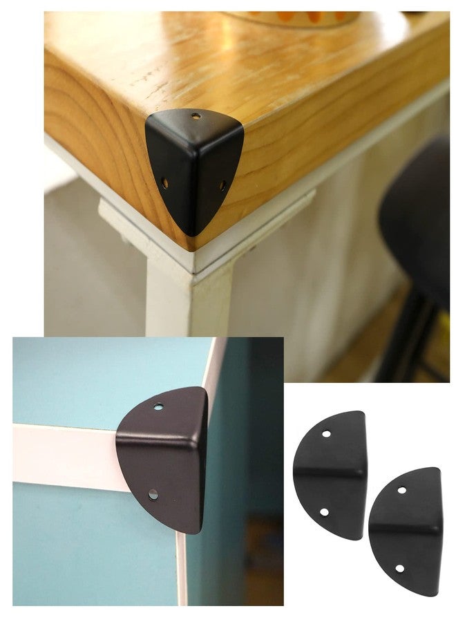 Create idea 8PCS 39mm Corner Angle Brace Protectors Scalloped Metal Right Angle Corner Guards for Wooden Box Desk Chest Case Flightcase Black - Image 3