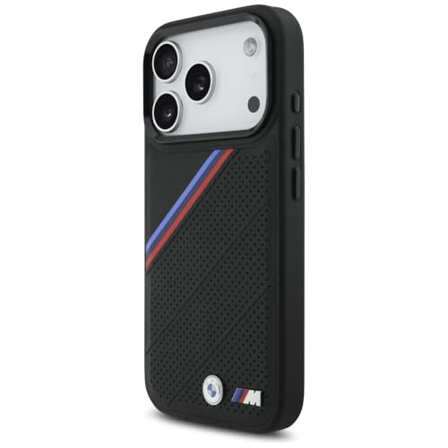 CG MOBILE BMW [Official Licensed] Protective Case Designed for iPhone 17 Pro |Mag-Safe Compatible|M Collection|Pu Leather Tricolor Slanted Stripes & Metal Logos -Black - Image 2