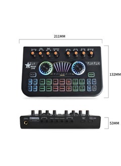 ULHYC X13 Live Sound Card Audio Mixer نظام الصوت الاحترافي لبطاقة الصوت، خلاط صوت ذكي قابل للتعديل مع لوحة مزج بلوتوث باللون الأسود  - Image 2