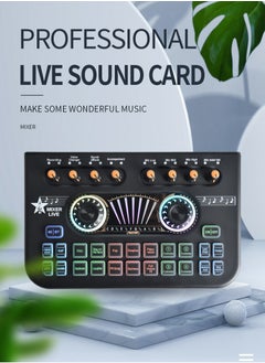 ULHYC X13 Live Sound Card Audio Mixer نظام الصوت الاحترافي لبطاقة الصوت، خلاط صوت ذكي قابل للتعديل مع لوحة مزج بلوتوث باللون الأسود  - Image 3