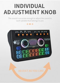 ULHYC X13 Live Sound Card Audio Mixer نظام الصوت الاحترافي لبطاقة الصوت، خلاط صوت ذكي قابل للتعديل مع لوحة مزج بلوتوث باللون الأسود  - Image 5
