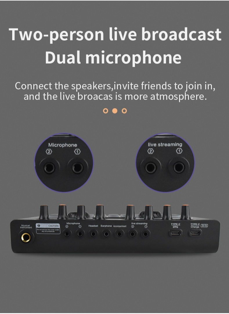 ULHYC - X3 Live Sound Card Audio Mixer Professional Sound Card Audio System Intelligent Volume Adjustable Audio Mixer With Bluetooth Mixer Board Black - Image 1