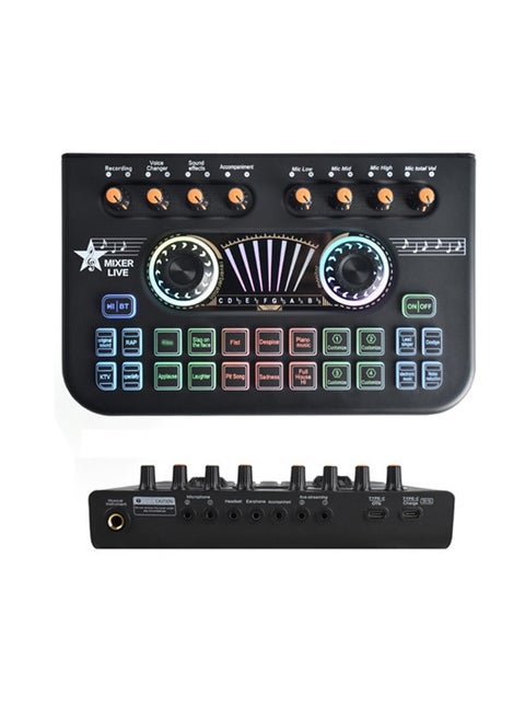 X3 Live Sound Card Audio Mixer Professional Sound Card Audio System Intelligent Volume Adjustable Audio Mixer With Bluetooth Mixer Board Black