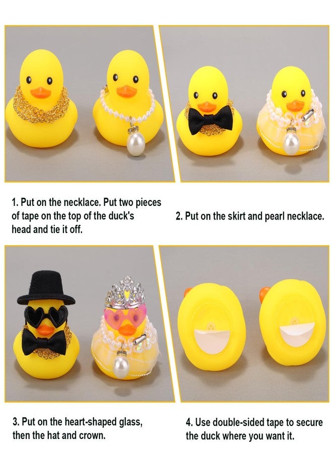 Sinbana 2Pcs-Set Wedding Rubber Ducks, Elegant Bride and Groom Rubber Duck Ceremony Present Marriage Duckies Cake Toppers for Couples Marry Blessings Car Decorations - Image 3