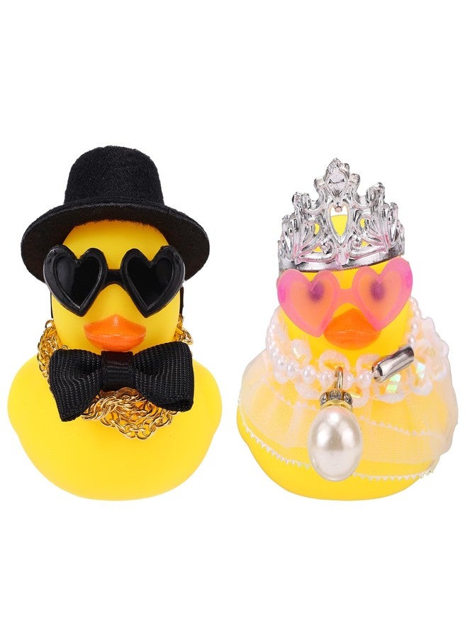 Sinbana 2Pcs-Set Wedding Rubber Ducks, Elegant Bride and Groom Rubber Duck Ceremony Present Marriage Duckies Cake Toppers for Couples Marry Blessings Car Decorations - Image 1