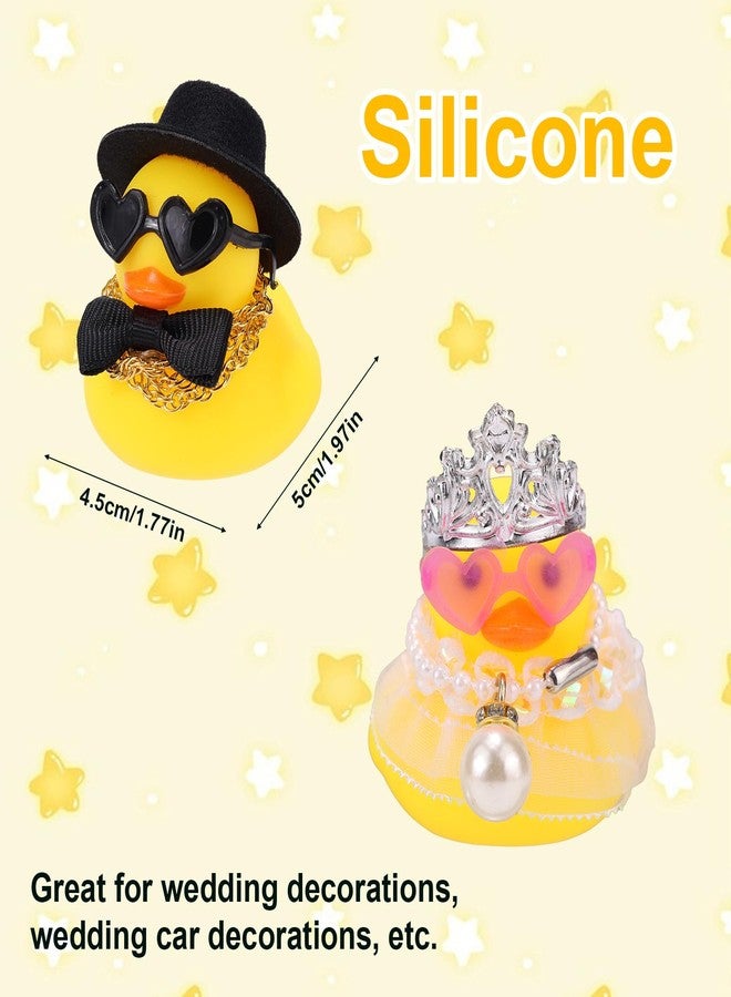 Sinbana 2Pcs-Set Wedding Rubber Ducks, Elegant Bride and Groom Rubber Duck Ceremony Present Marriage Duckies Cake Toppers for Couples Marry Blessings Car Decorations - Image 2