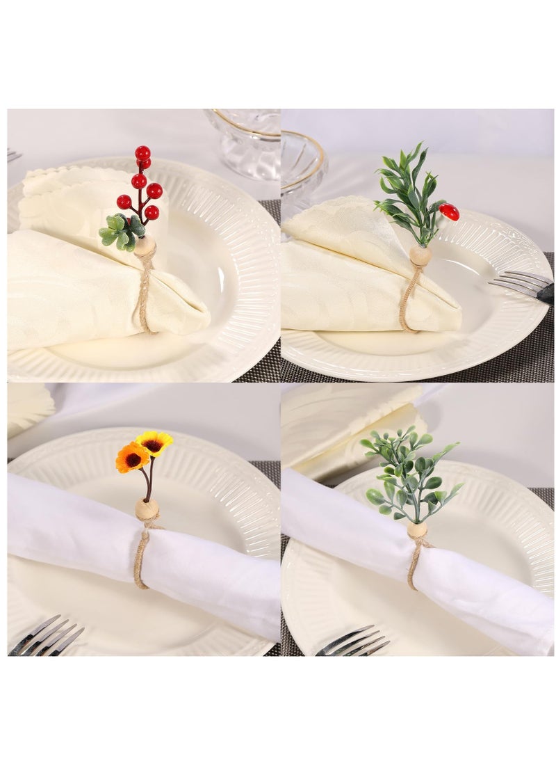 SOLARAE Spring Napkin Rings, Set of 6 Napkins Ring Farmhouse Green Leaf Floral Napkin Rings Boho Wedding Decor for Thanksgiving Party Dining Table Decorations - Image 3