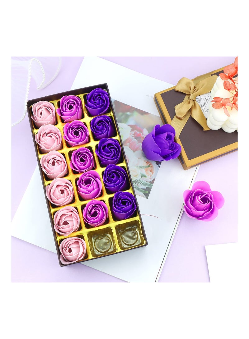 18 PCS Purple Floral Scented Rose Petal Soap Set with Essential Oils - Perfect Gift Ideas for Women, Girls, and Moms for Birthdays and Special Occasions.  - Image 4