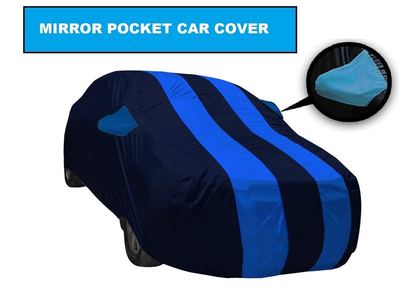 Auto Hub Car Cover Compatible with Hyundai Verna (Model : 2009-2011) with Mirror Pocket, Water Resistant, Triple Stitched, Verna Car Cover- Black, Blue - Image 5