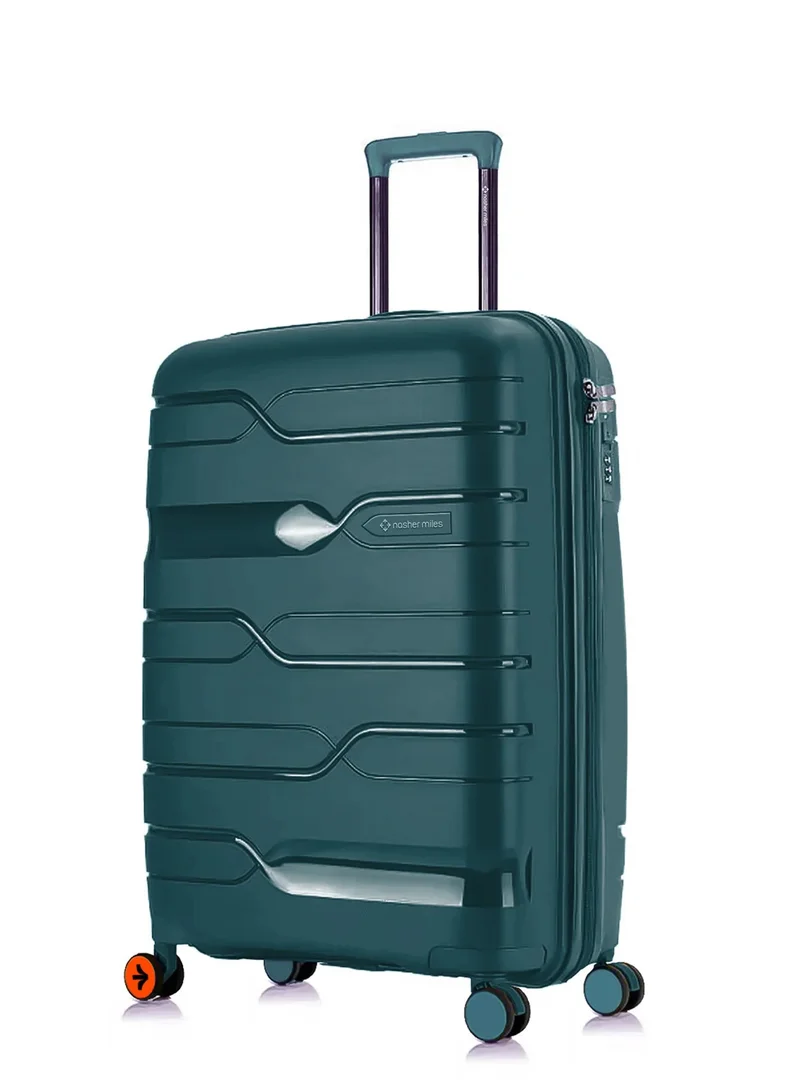 nasher miles Nasher Miles Paris Hard-Sided Polypropylene Cabin Luggage 20 inch | 55cm | 8 Wheels Small Trolley Bag for Travel | Suitcase (Dark Green)