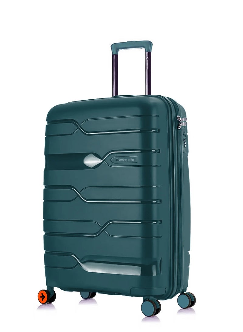 nasher miles Nasher Miles Paris Hard-Sided Polypropylene Cabin Luggage 20 inch | 55cm | 8 Wheels Small Trolley Bag for Travel | Suitcase (Dark Green)  - Image 1