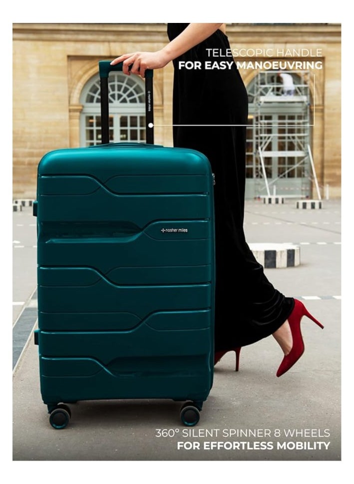 nasher miles Nasher Miles Paris Hard-Sided Polypropylene Cabin Luggage 20 inch | 55cm | 8 Wheels Small Trolley Bag for Travel | Suitcase (Dark Green)  - Image 3
