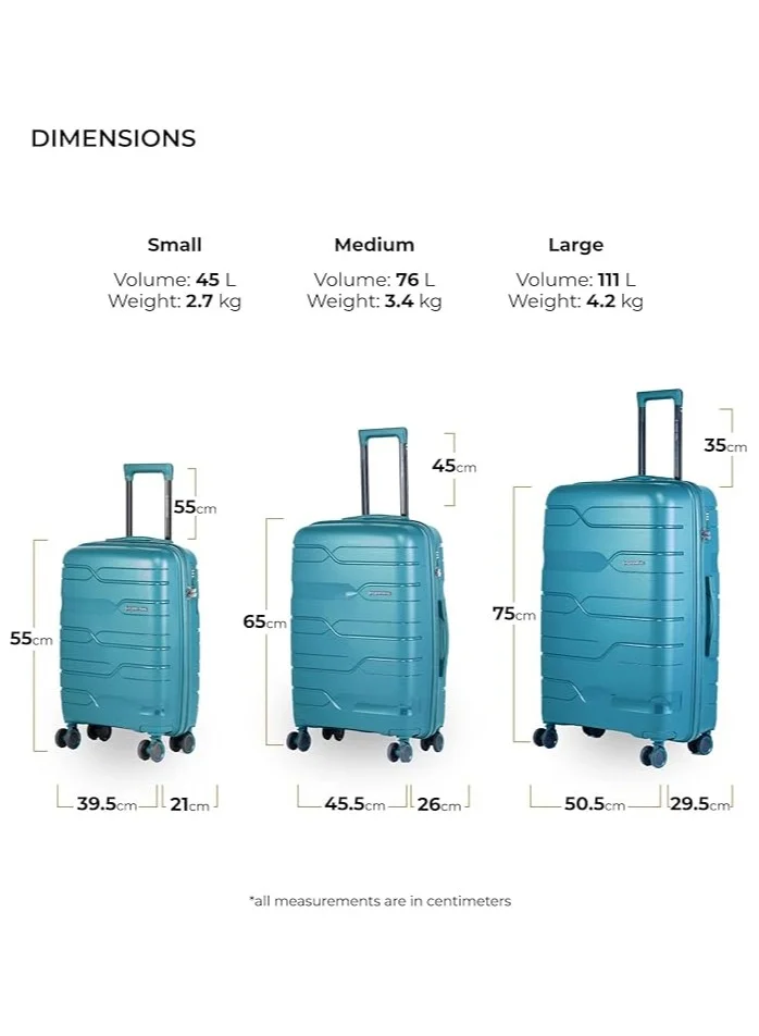 nasher miles Nasher Miles Paris Hard-Sided Polypropylene Cabin Luggage 20 inch | 55cm | 8 Wheels Small Trolley Bag for Travel | Suitcase (Dark Green)
