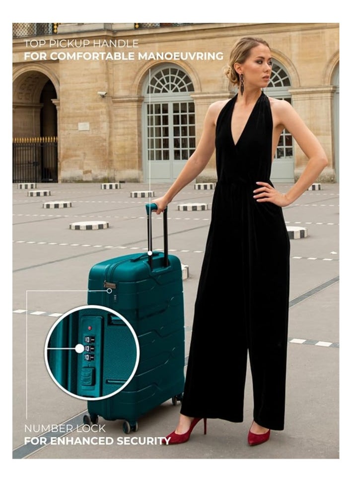 nasher miles Nasher Miles Paris Hard-Sided Polypropylene Cabin Luggage 20 inch | 55cm | 8 Wheels Small Trolley Bag for Travel | Suitcase (Dark Green)  - Image 4