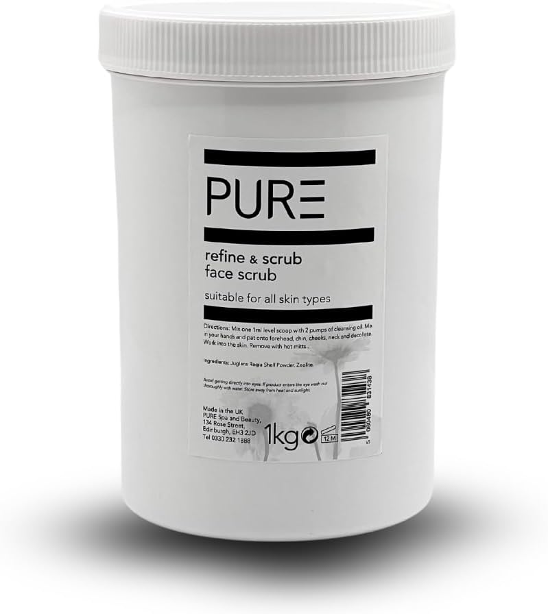 Exfoliating Facial Scrub by PURE Spa Skincare For Professional Use 1KG Detoxifying and Exfoliating Contains Zeolite and Walnut Shell 100 Natural and Vegan