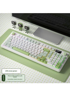 LANGTU L98 Triple-Mode Mechanical Keyboard for Gamers Snow Green [three-mode connection wired + wireless 2.4g + Bluetooth] RGB light effect]]