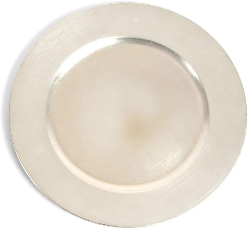 Fennco Styles Classic Rustic Design Holiday Decorative Charger Plates 13 Round Set of 4 Platinum
