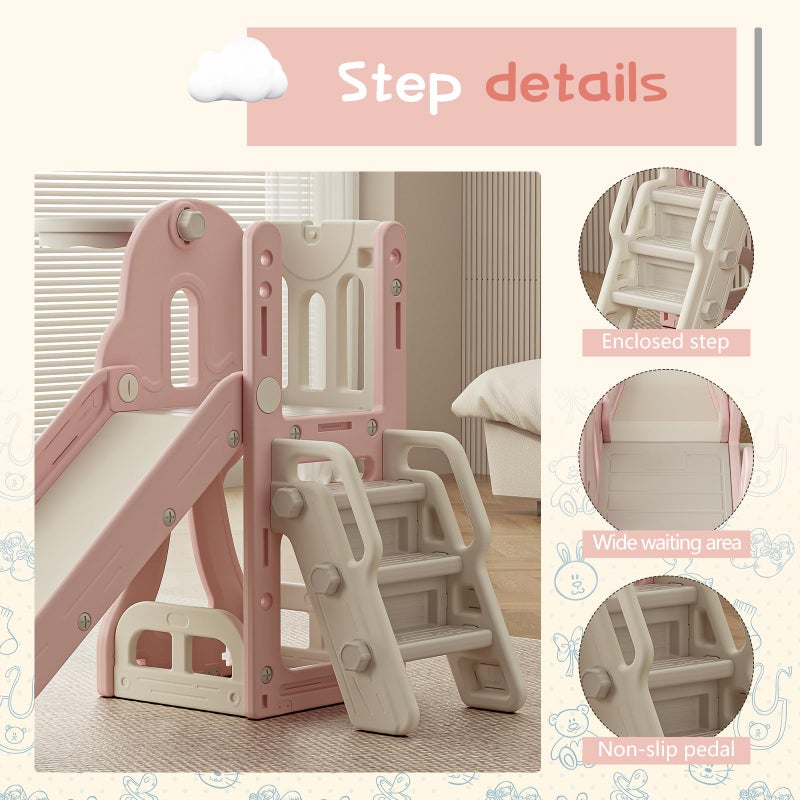 Baotree Toddler Slide,Kids Climber Slide with Storage Space and Non-Slip Steps,Indoor Outdoor Playset with Basketball Hoopa and Telescope,Slide for Toddlers Age 1-3 (Pink) - Image 3