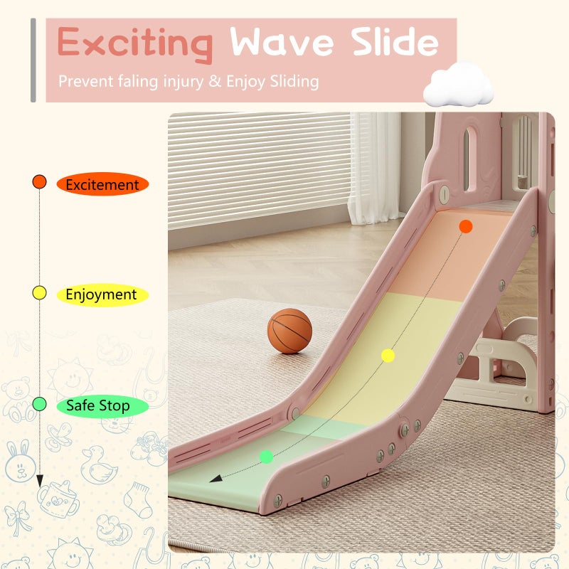 Baotree Toddler Slide,Kids Climber Slide with Storage Space and Non-Slip Steps,Indoor Outdoor Playset with Basketball Hoopa and Telescope,Slide for Toddlers Age 1-3 (Pink) - Image 2