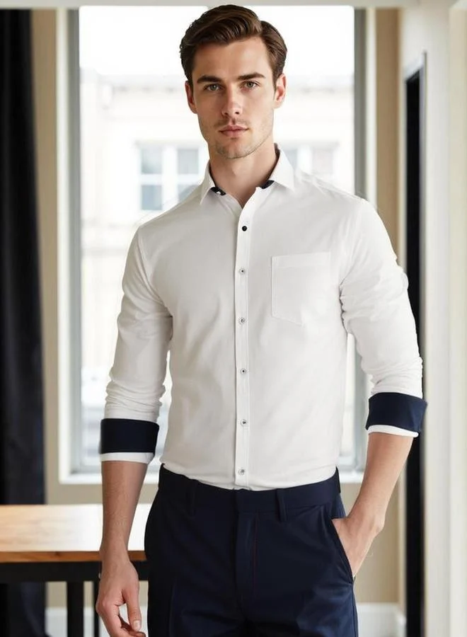 Dennis Lingo Dennis lingo Men Solid Spread Collar Casual Shirt