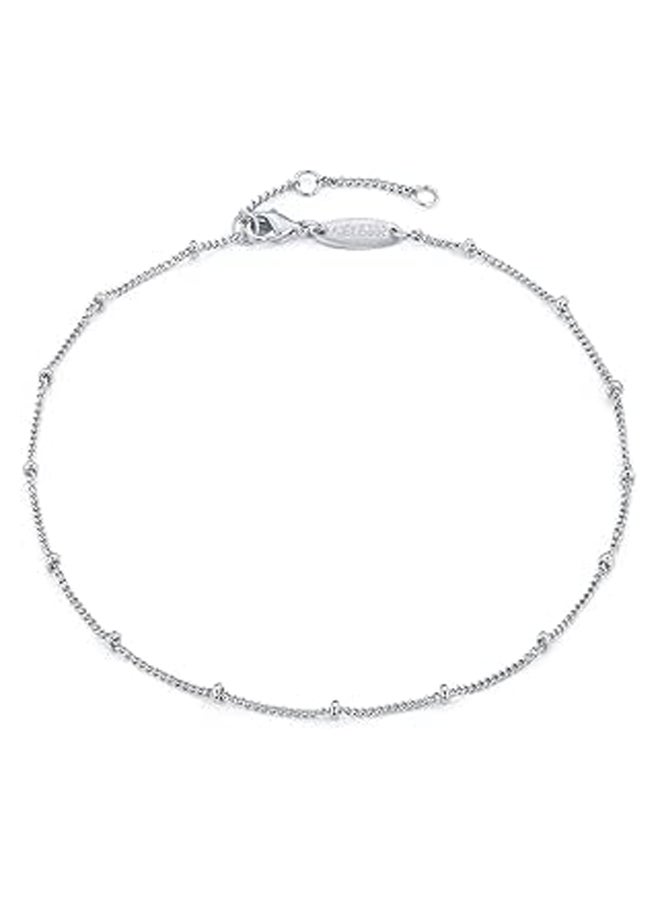 MEVECCO Anklet for Women Sliver Satellite Chain Sliver Plated Dainty Boho Beach Summer Simple Foot Jewelry Ankle Bracelet - Image 1