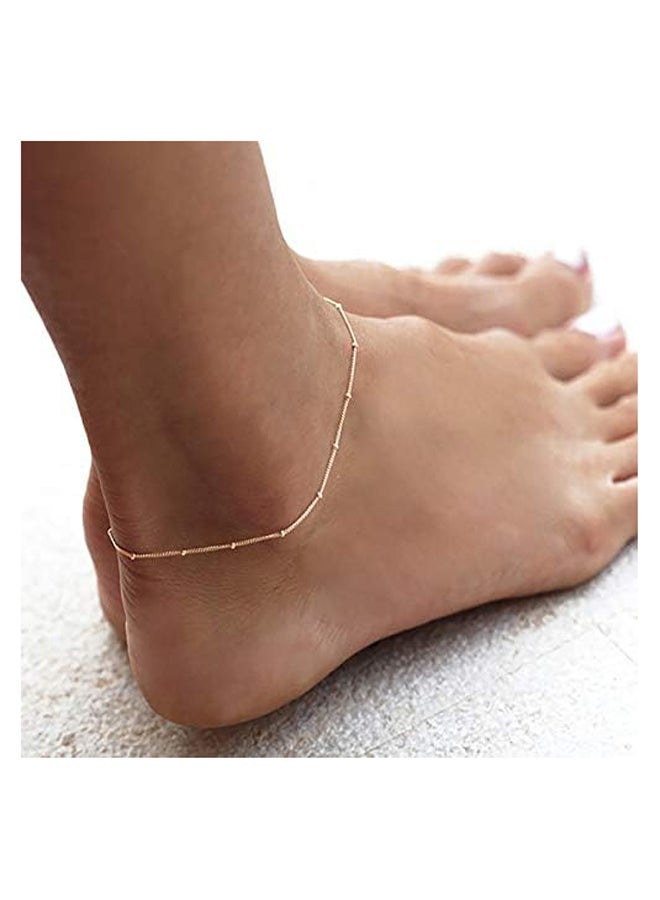 MEVECCO Anklet for Women Sliver Satellite Chain Sliver Plated Dainty Boho Beach Summer Simple Foot Jewelry Ankle Bracelet - Image 4