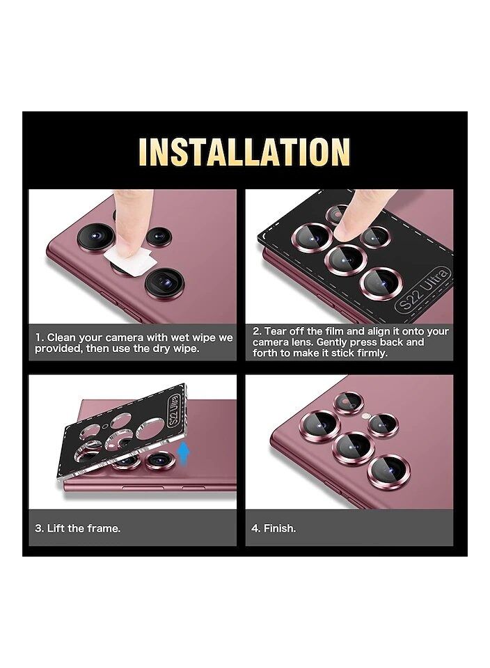 2 in 1 Clear Case with Camera Lens Protector For Galaxy S22 Ultra Ultra-HD 9H Hardness Tempered Glass Metal Ring Camera Screen Protector - Image 3