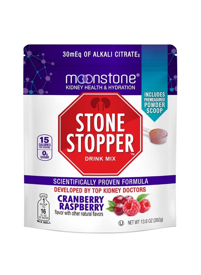 Moonstone Stone Stopper Drink Mix, Cranberry Raspberry, Kidney Stone Prevention, Calcium Oxalate Protector, Developed by Urologists to Improve Hydration and Support Kidney Health, 30 Day Supply - Image 1