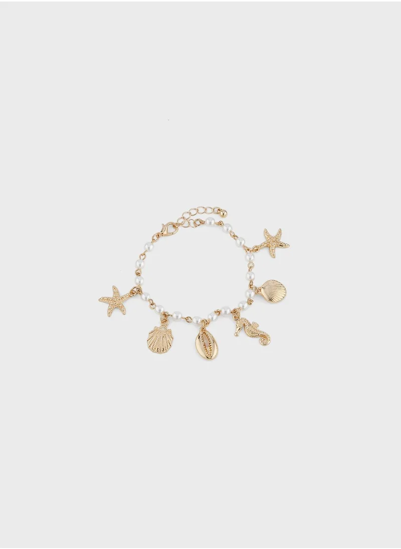 Ginger Pearl & Shell Bracelet
