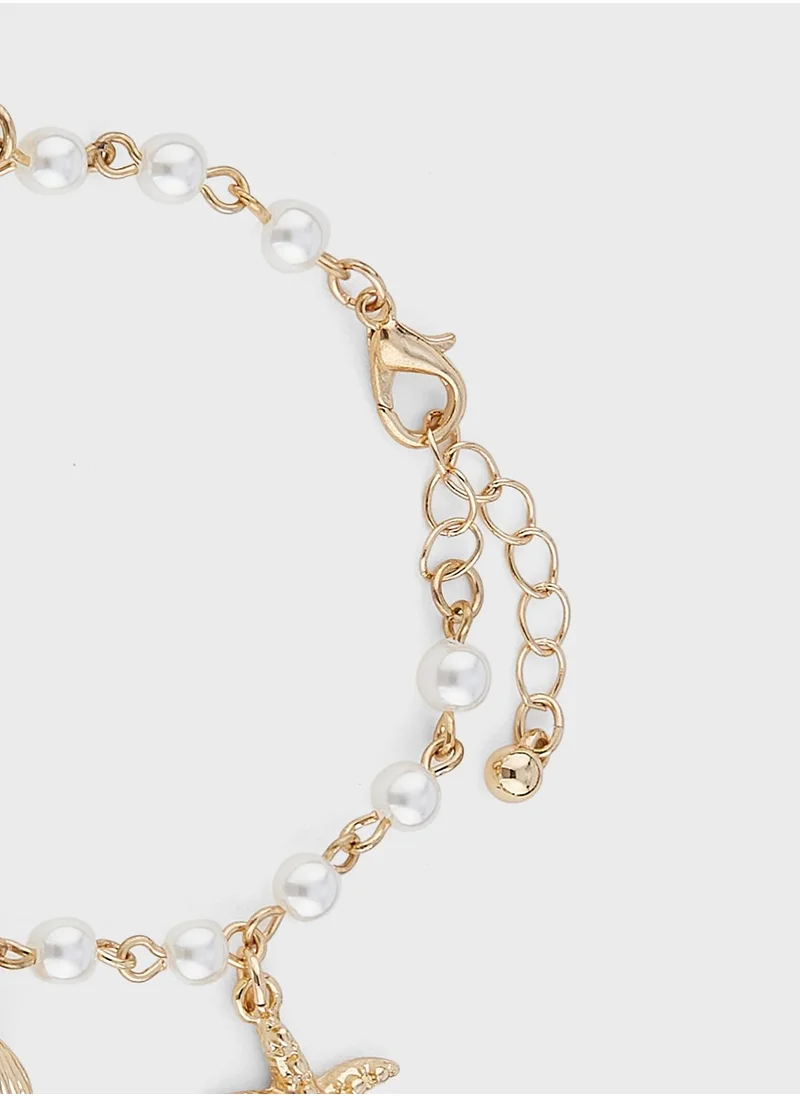 Ginger Pearl & Shell Bracelet